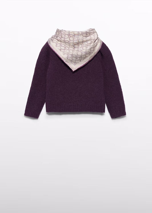 ABEL & LULA -  maglione foulard viola - invernale