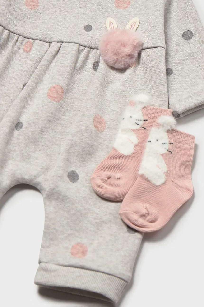 MAYORAL-tutina con calzino panna/rosa/grigio-invernale