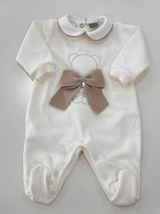 MARLU' - tutina orsetto ciniglia (set. 59 vaniglia) corredino invernale 25/26 - UNISEX