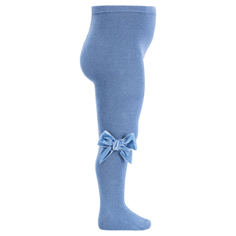 CONDOR- calzamaglia con fiocco in velluto azzurro- invernale