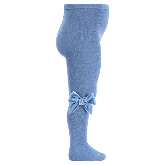 CONDOR- calzamaglia con fiocco in velluto azzurro- invernale