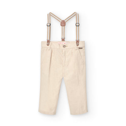 BOBOLI - pantalone con bretelle in lino abbigliamento est 25 j - BOY