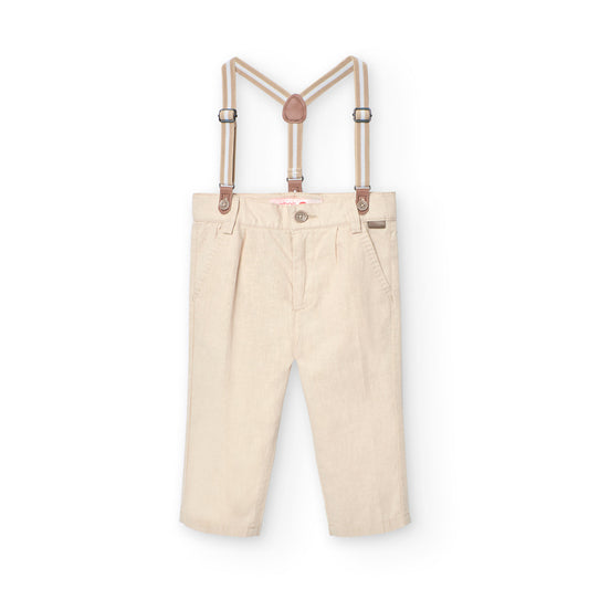 BOBOLI - pantalone con bretelle in lino abbigliamento est 25 j - BOY