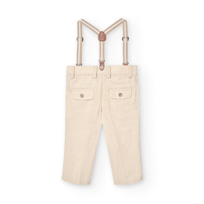 BOBOLI - pantalone con bretelle in lino abbigliamento est 25 j - BOY