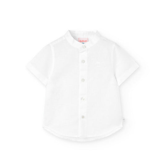 BOBOLI - camicia coreana manica corta in lino abbigliamento est 25 j - BOY