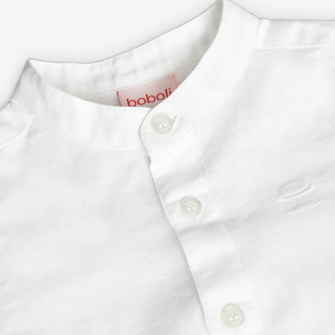 BOBOLI - camicia coreana manica corta in lino abbigliamento est 25 j - BOY