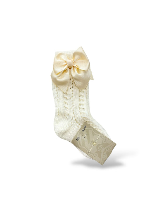 STORY LORIS - calzettone traforato con fiocco panna accessori - GIRL