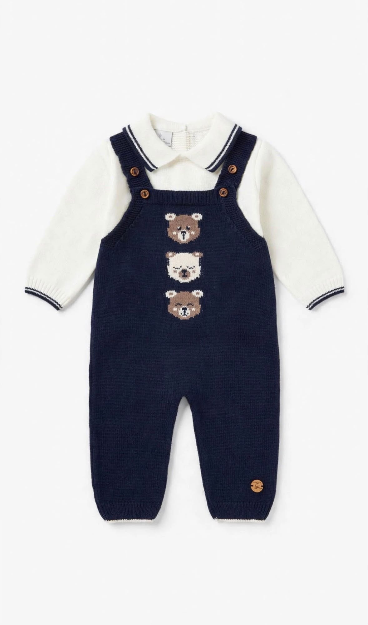 GRANLEI-set 2pz salopette in maglia blu/beige-invernale