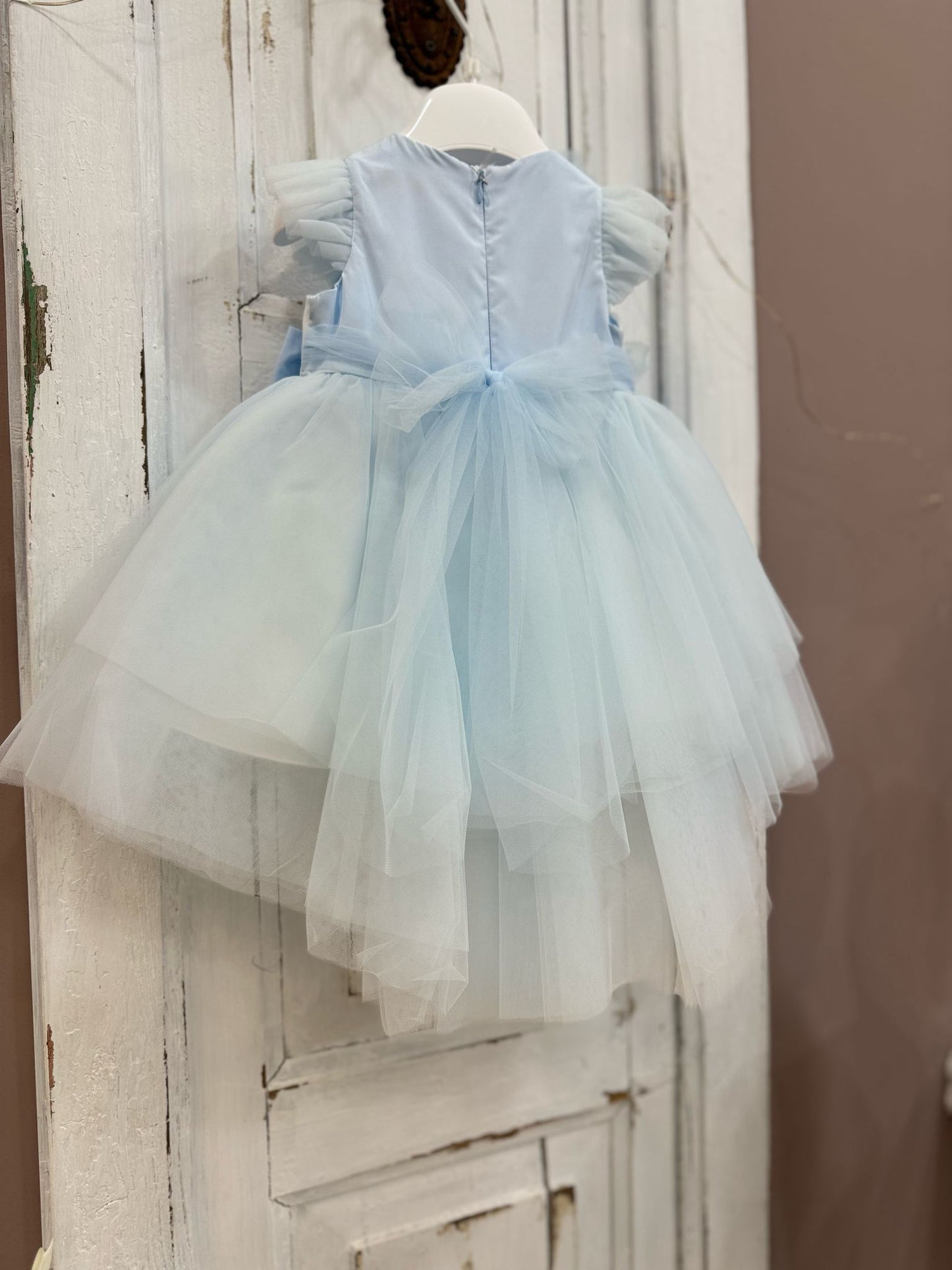 PETIT - abito tulle e fiori azzurro cerimonia - GIRL