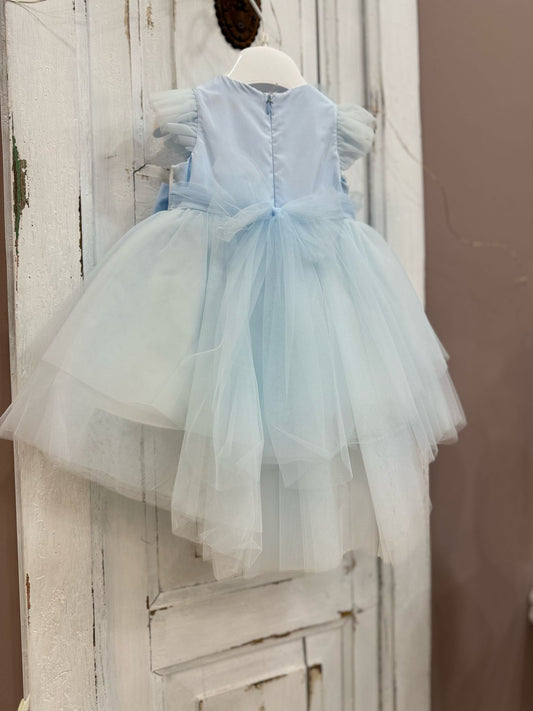 PETIT - abito tulle e fiori azzurro cerimonia - GIRL
