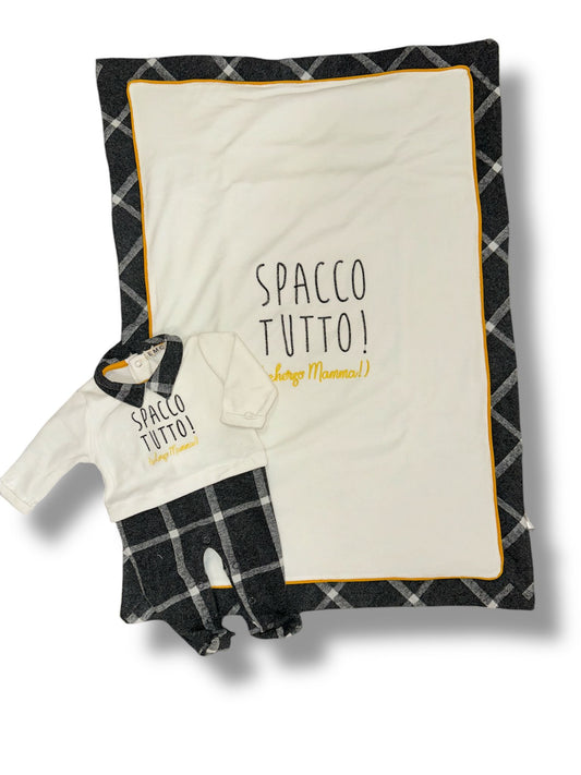 EMC - copertina + tutina in ciniglia "SPACCO TUTTO" corredino - BOY