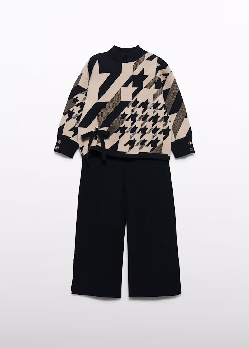 ABEL & LULA - completo pantalone maglia beige/nero - invernale