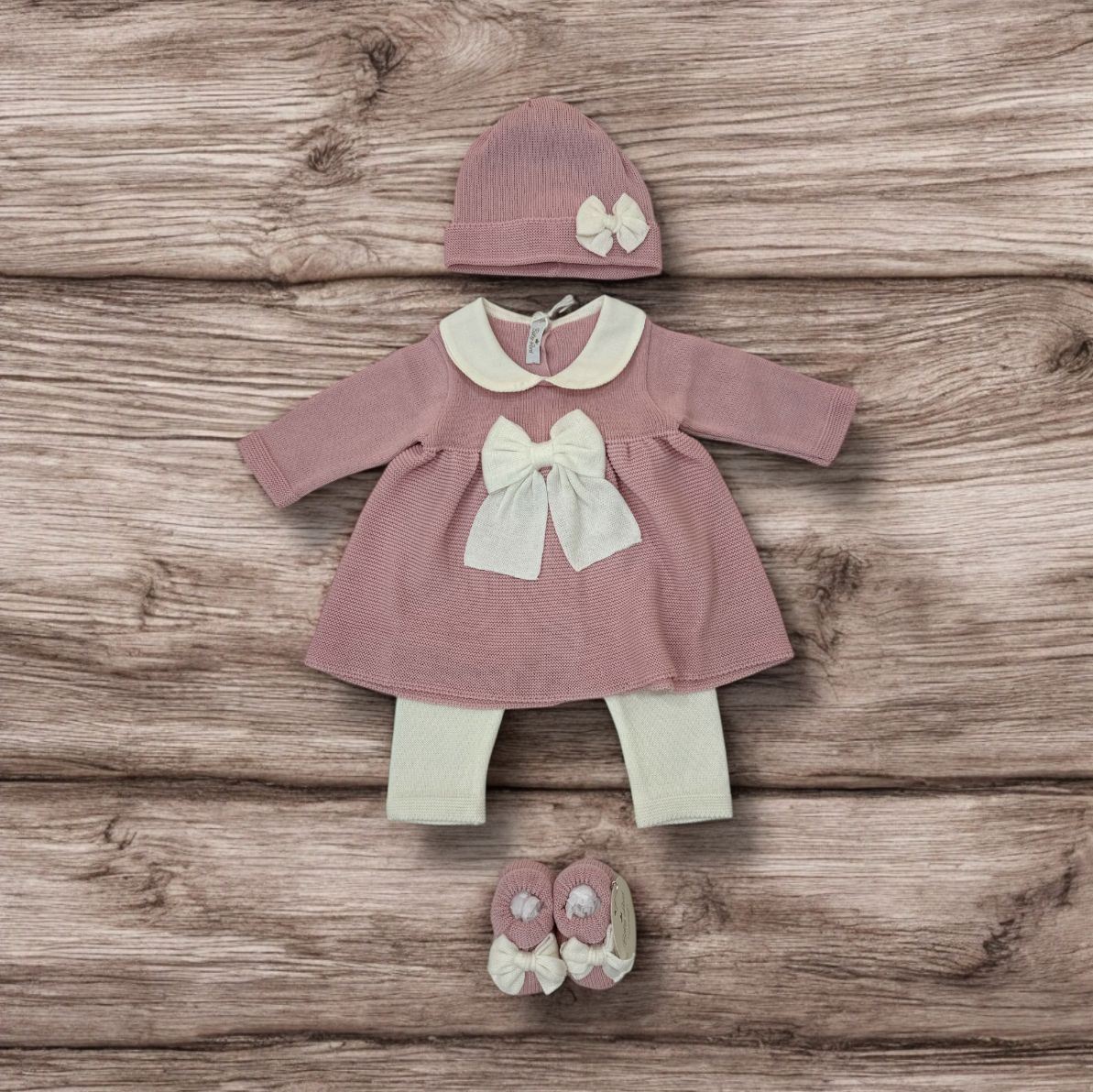 BABY LORD - completo 2pz + cuffietta + scarpine corredino est 25 - GIRL
