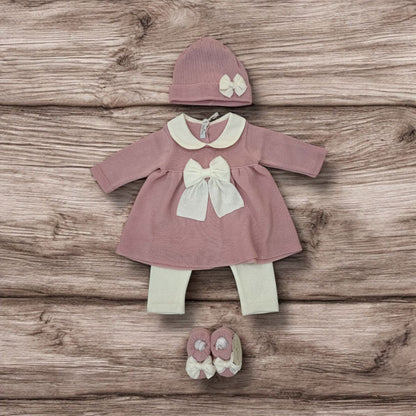 BABY LORD - completo 2pz + cuffietta + scarpine corredino est 25 - GIRL