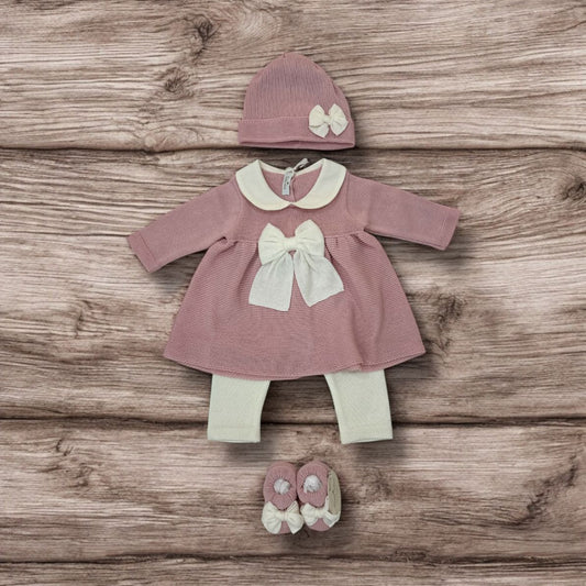 BABY LORD - completo 2pz + cuffietta + scarpine corredino est 25 - GIRL