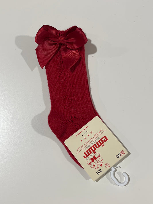 CONDOR- calzino traforato fiocco rosso- invernale