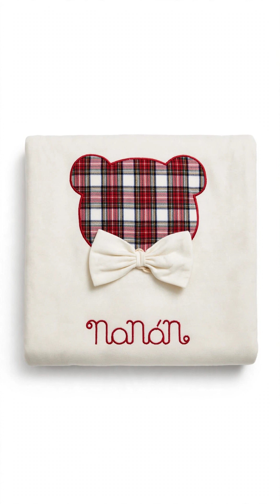 NANÁN - coperta orso tartan  bianco - invernale