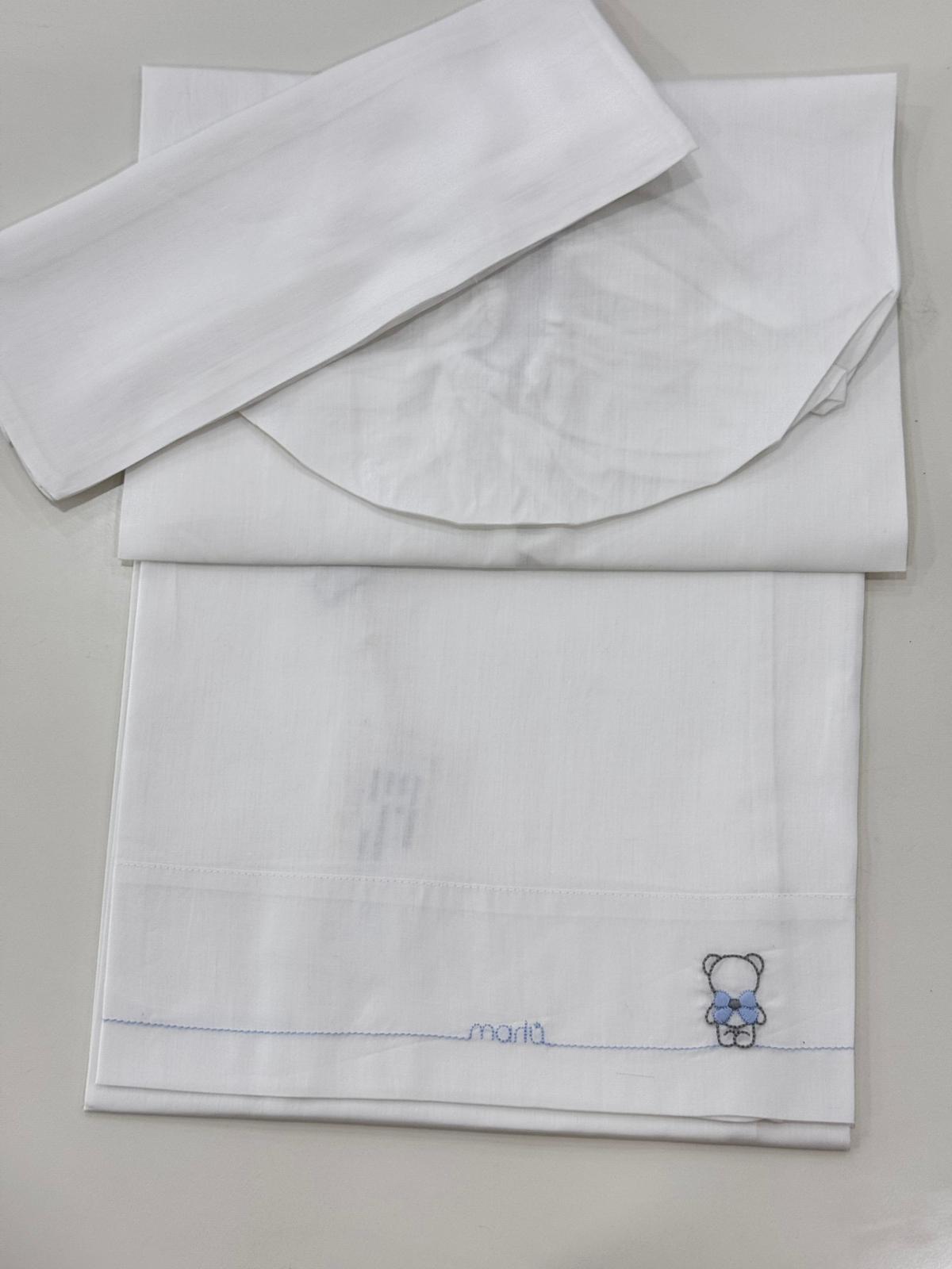 MARLU' - set lenzuola orsetto ciniglia (set. 59 cielo) corredino invernale 25/26 - BOY