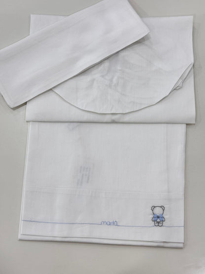 MARLU' - set lenzuola orsetto ciniglia (set. 59 cielo) corredino invernale 25/26 - BOY