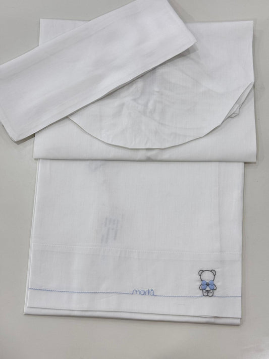 MARLU' - set lenzuola orsetto ciniglia (set. 59 cielo) corredino invernale 25/26 - BOY