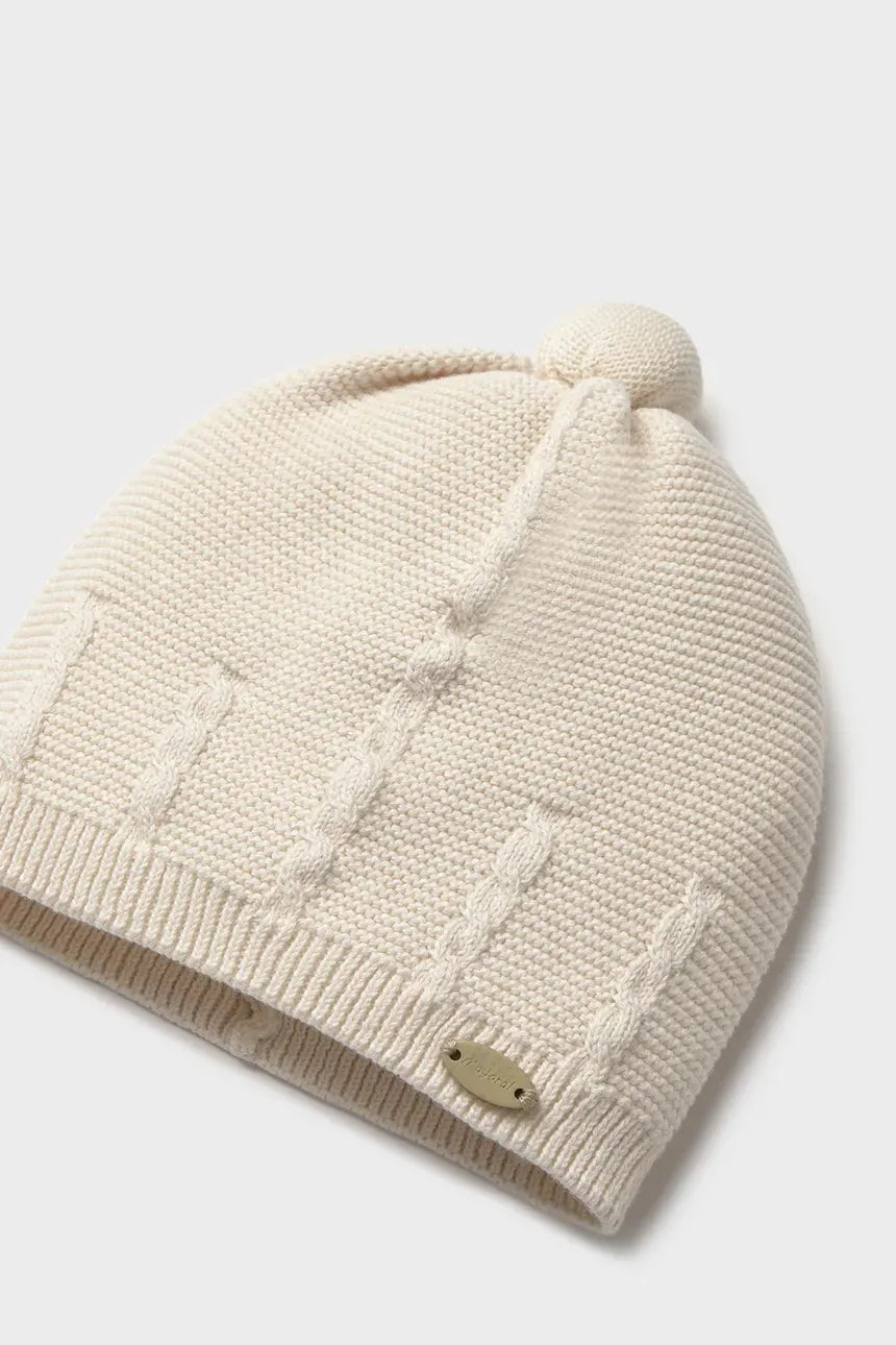MAYORAL-cappellino maglia beige-invernale ￼