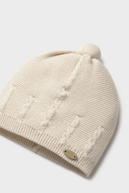 MAYORAL-cappellino maglia beige-invernale ￼