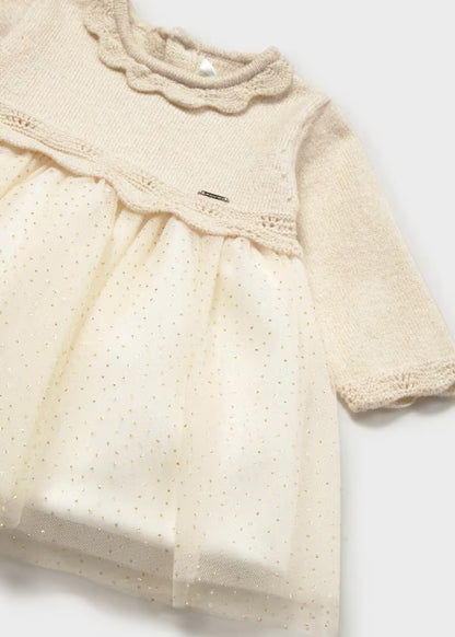 MAYORAL - vestito tricot tulle champagne- invernale