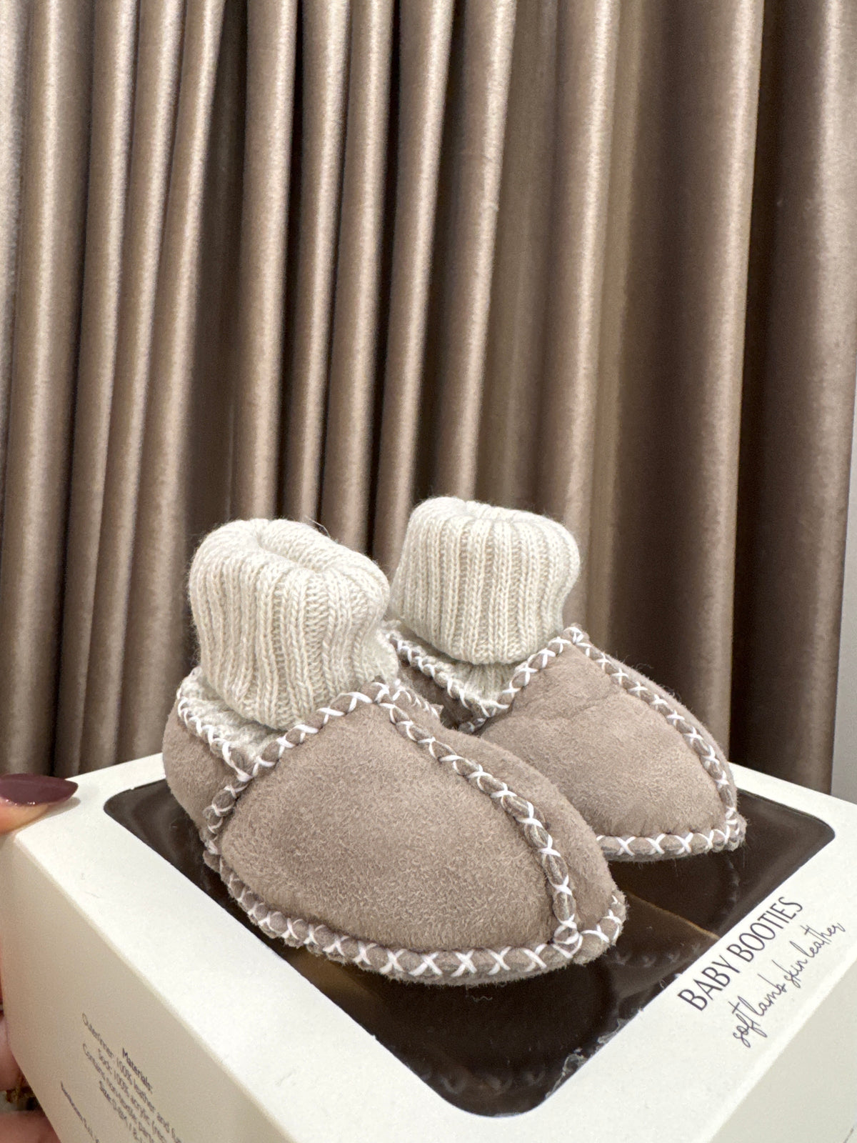 BAMBOOM- scarpina calzino in pelle di agnello soft Brown - invernale