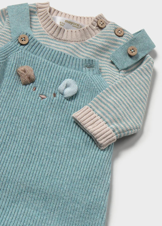 MAYORAL-completino salopette tricot ceruleo-invernale