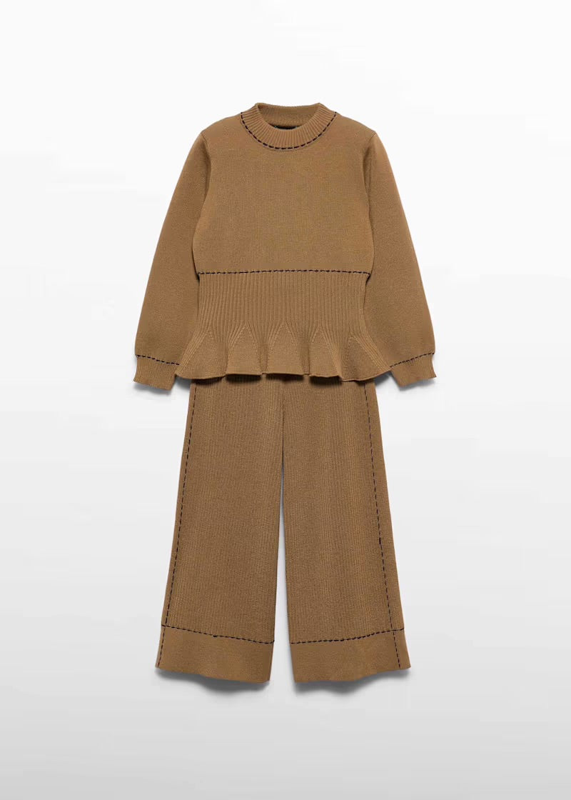ABEL & LULA - completo pantalone maglia cammello - invernale