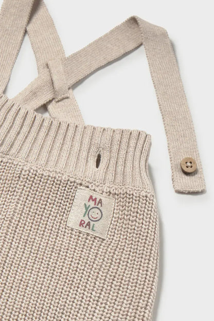 MAYORAL-pantalone bretelle tricot beige-invernale