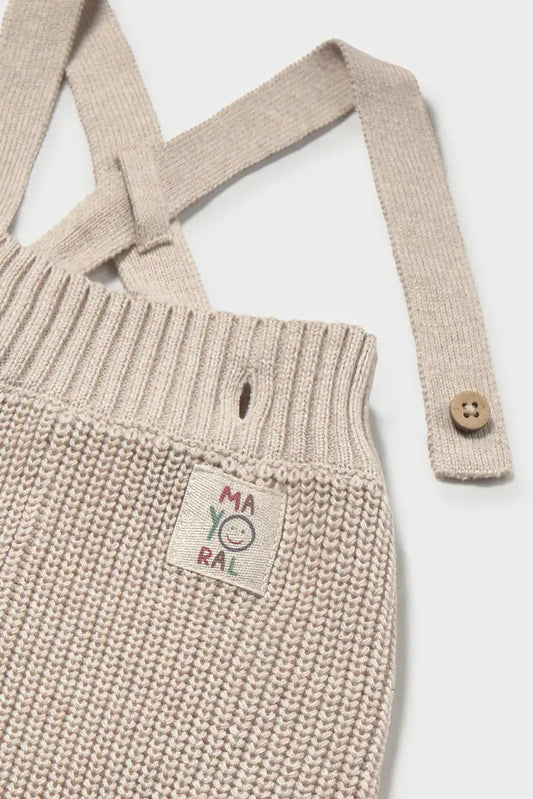MAYORAL-pantalone bretelle tricot beige-invernale
