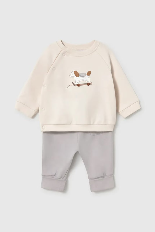 MAYORAL-completino felpa 2 pz panna/beige-invernale