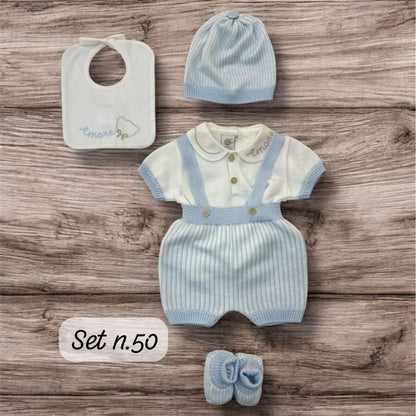 MARLU' - salopette 2pz in filo di cotone (set n.50) corredino est 25 - BOY