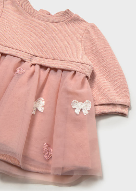 MAYORAL-vestito con tulle rosa antico-invernale