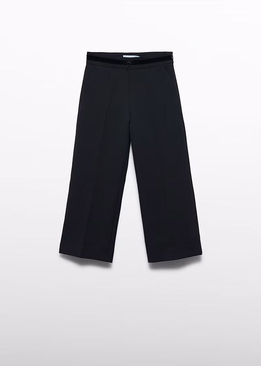 ABEL & LULA - pantalone lungo crep nero - invernale