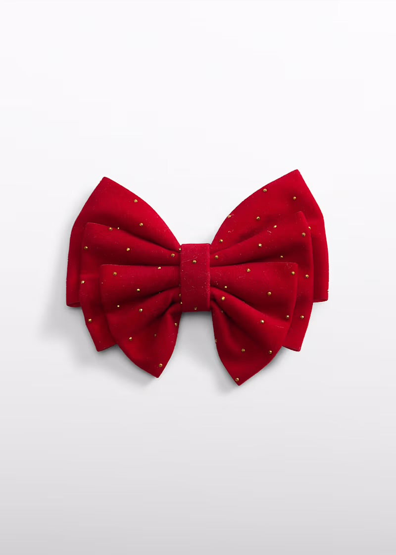 ABEL & LULA -  fermaglio strass fiocco velluto rosso