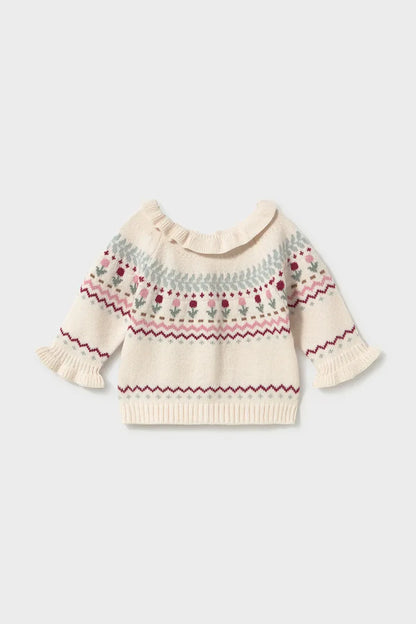 MAYORAL-maglioncino bimba panna/rosa/verde-invernale ￼