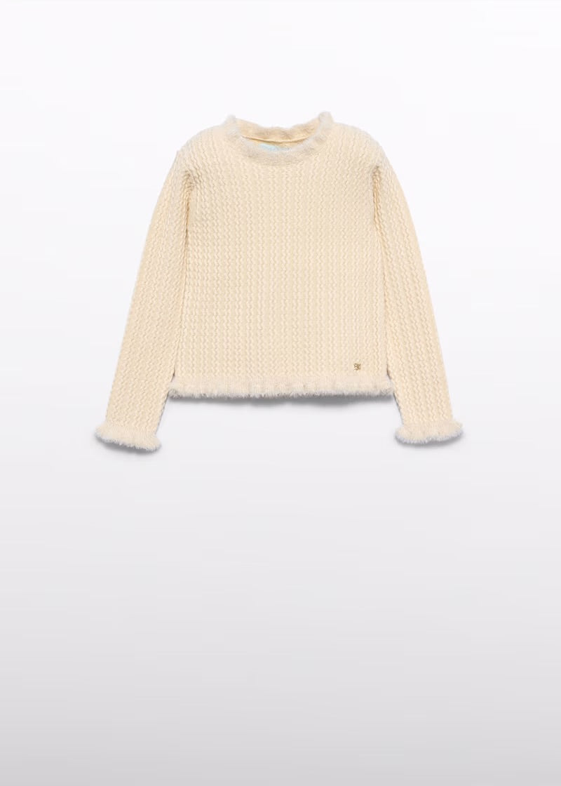 ABEL & LULA - maglione dolcevita zigzag beige - invernale