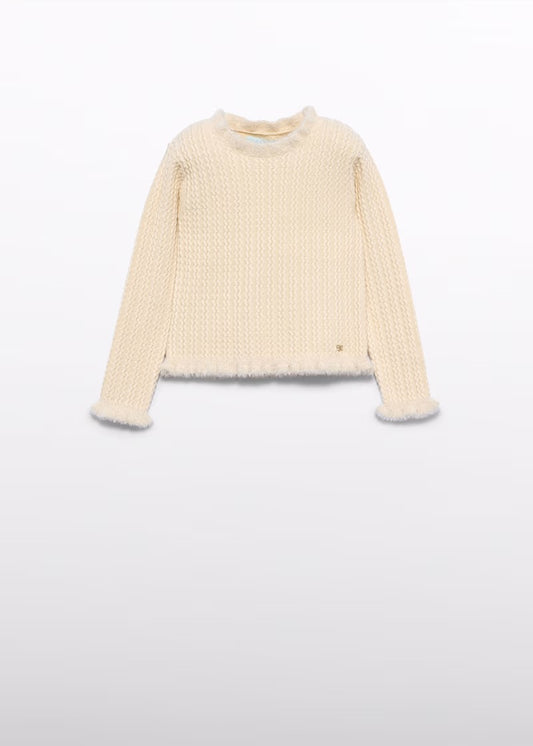 ABEL & LULA - maglione dolcevita zigzag beige - invernale