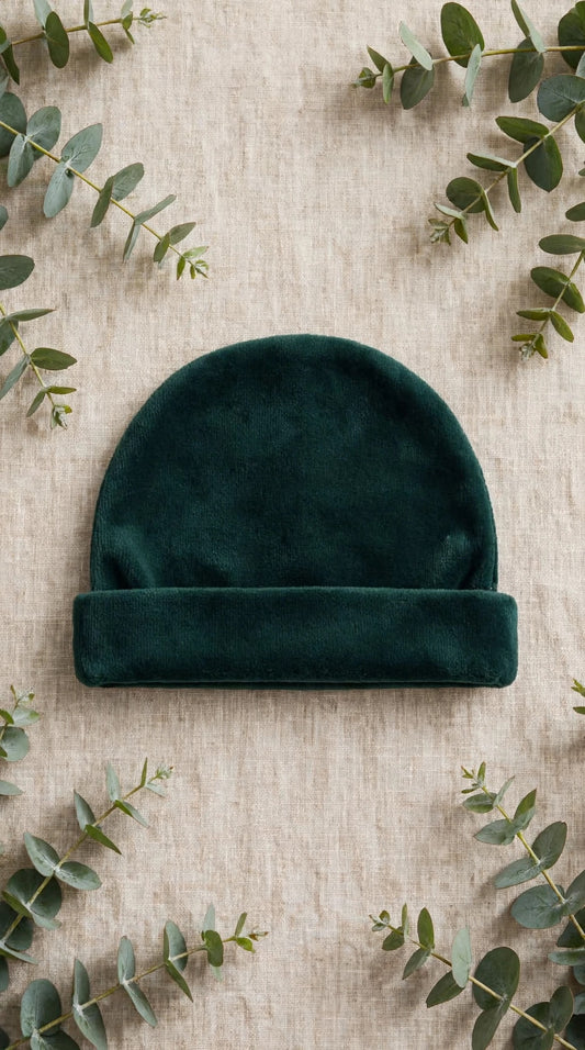 PAPPA E LATTE - cappellino ciniglia verde petrolio - invernale