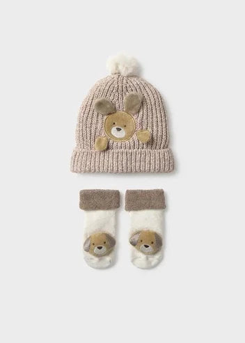 MAYORAL-cappello e calzini beige-invernale