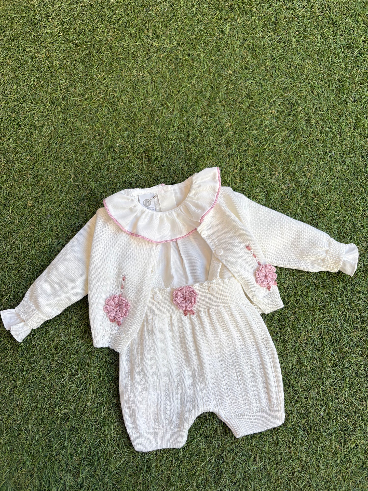 MARLÙ - completo in lana 100% 3 pezzi set n10 vaniglia/marsala