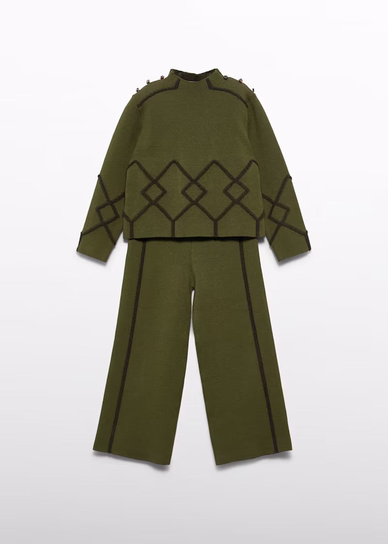 ABEL & LULA - completo pantalone maglia verde - invernale