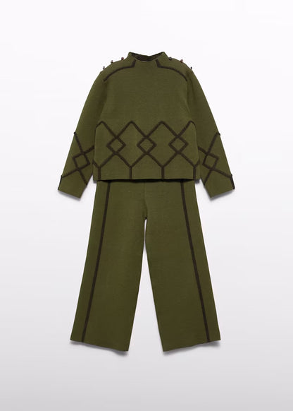 ABEL & LULA - completo pantalone maglia verde - invernale