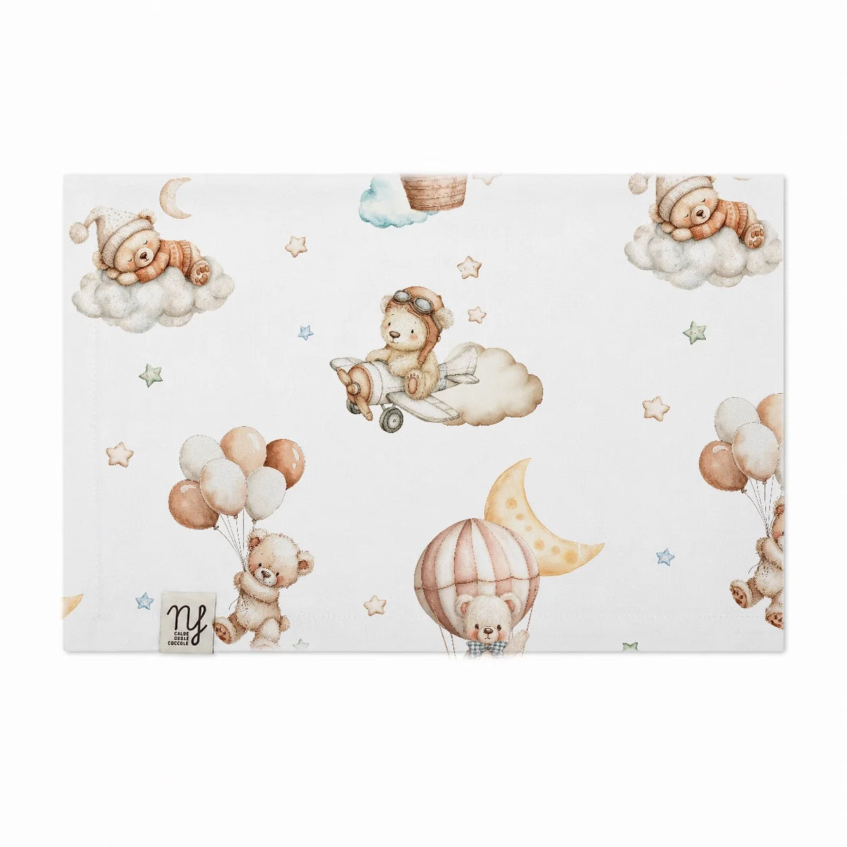 NANNAFRUFRU' - mussola 100% bambo 90x70cm orsetti in viaggio