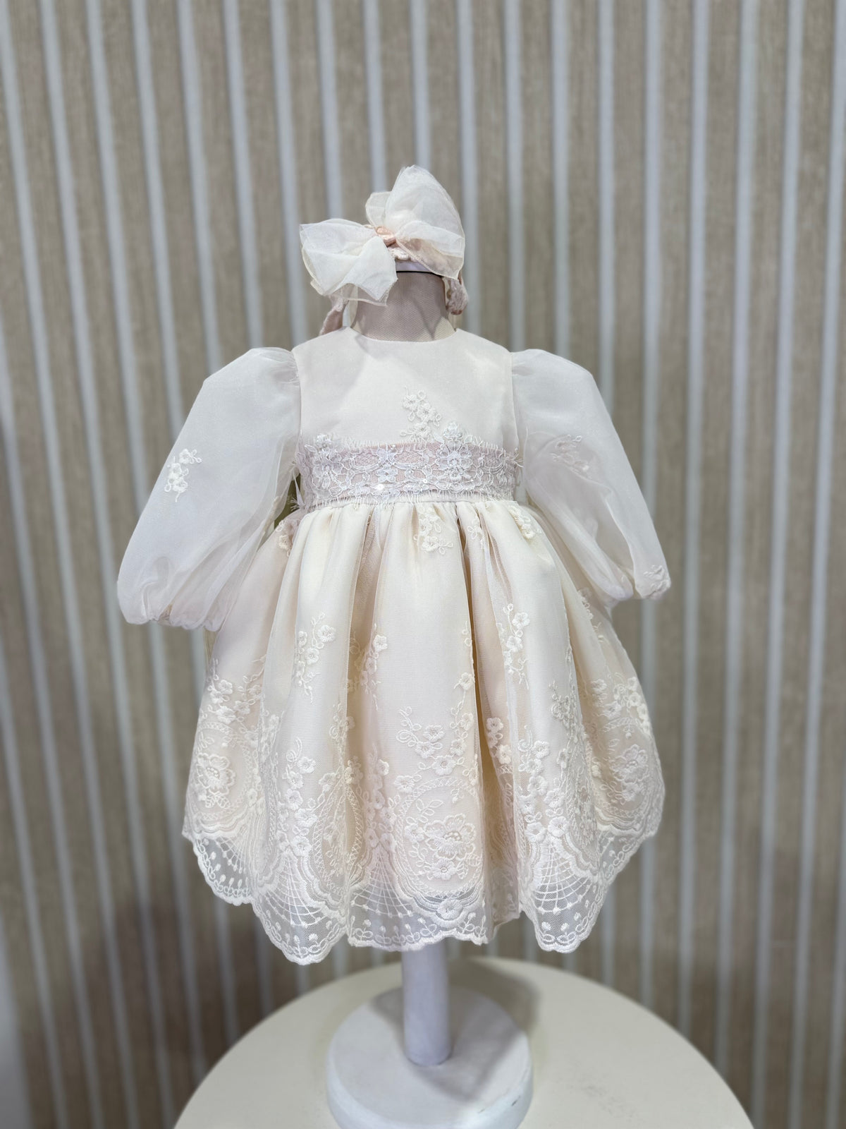 MARLÙ - abito cerimonia bimba + fascia vaniglia/rosa