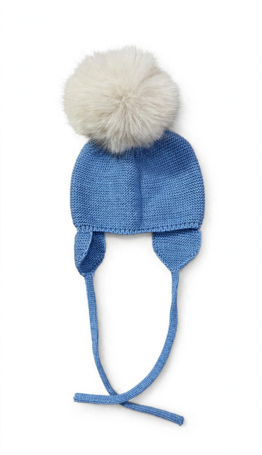 CONDOR-cappellino pom pom azzurro-invernale