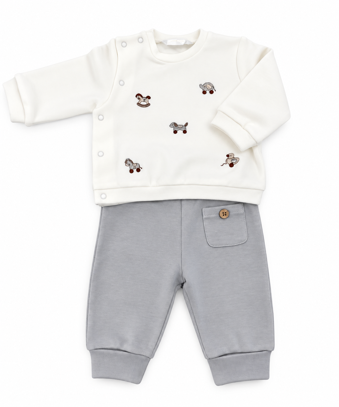 MAYORAL-completino felpa 2 pz panna/grigio-invernale
