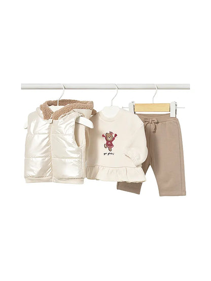 MAYORAL-completo 3 pezzi con gilet beige-invernale